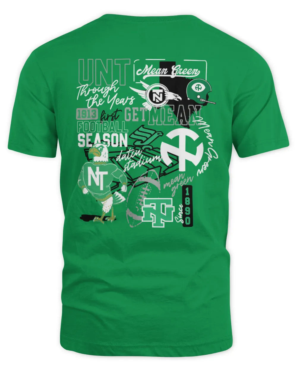 Kelly Green North Texas Mean Green Through The Years T Shirt