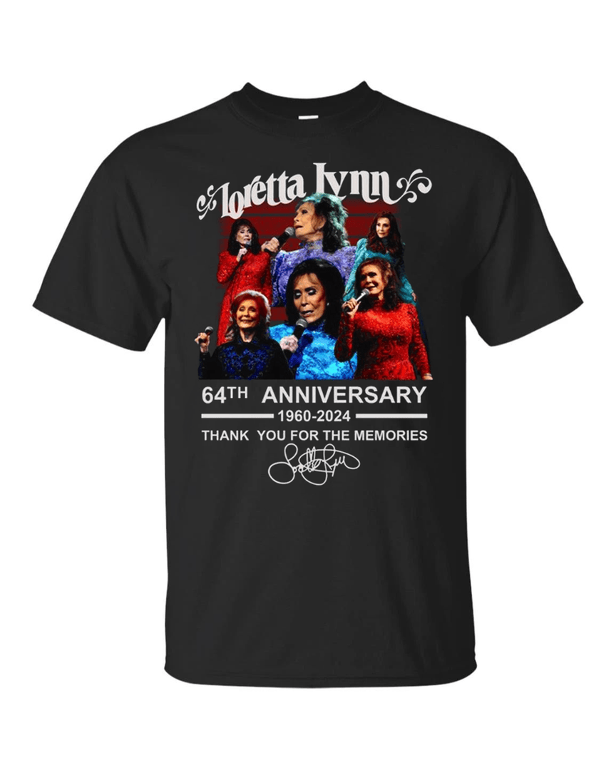 Loretta Lynn 64th Anniversary 1960-2024 Thank You For The Memories T Shirt