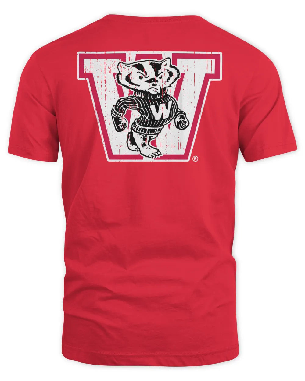 Men's Comfort Wash Red Wisconsin Badgers Vintage Logo T-shirts