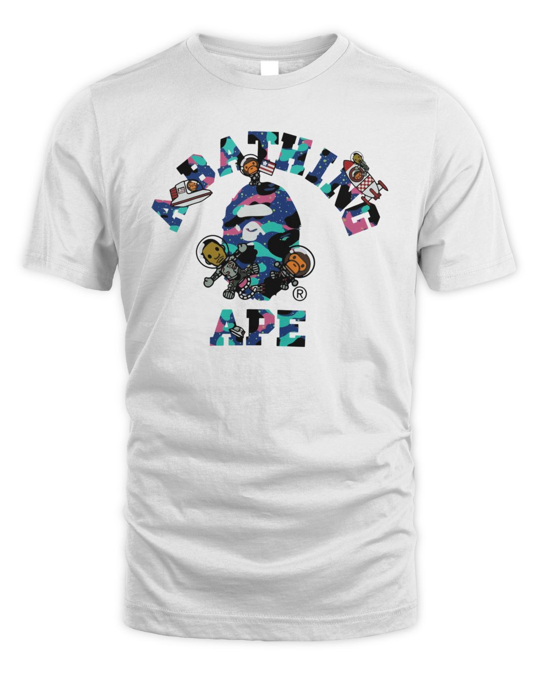 Kid Cudi Merch Bape X Kid Cudi College Moon Shirt