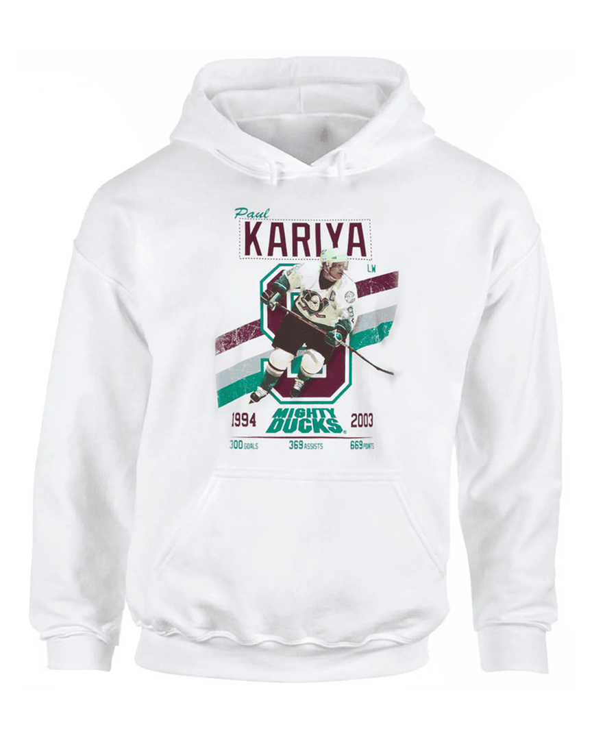 Mighty Ducks Of Anaheim Ice Hockey Paul Kariya Stats Hoodie