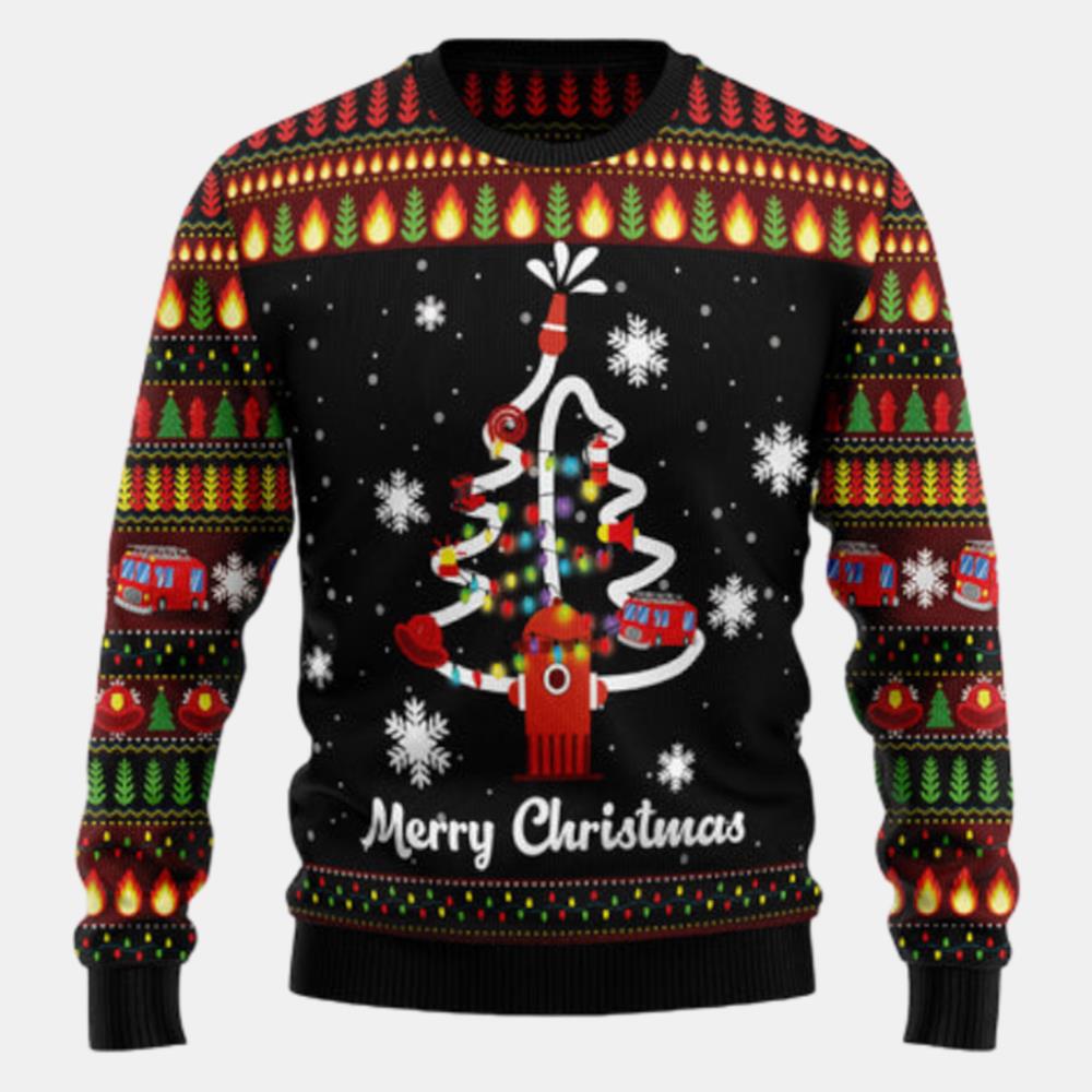Merry Christmas Firefighter Ugly Sweater