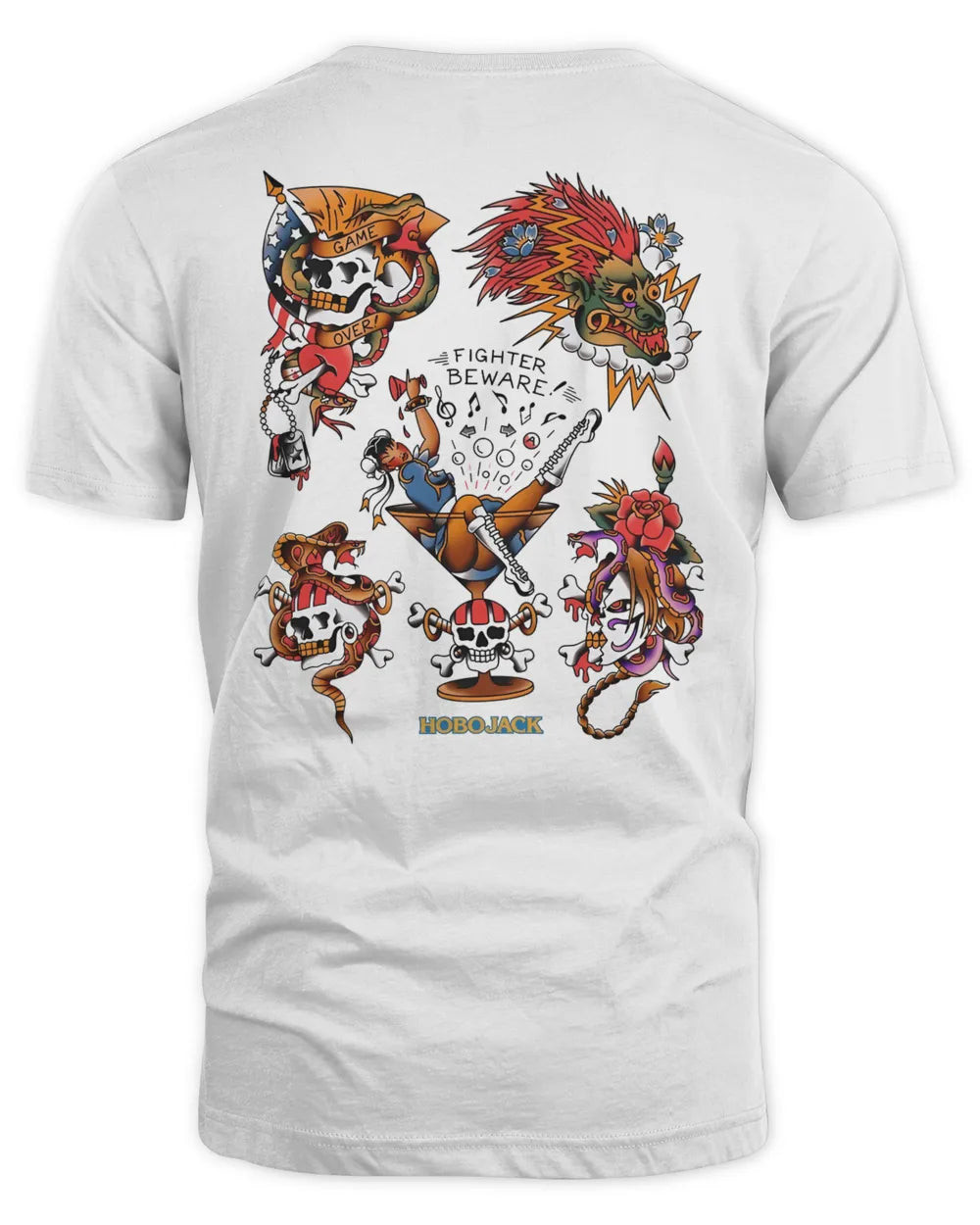 Jack Fighter Front & Back White Tee Shirt