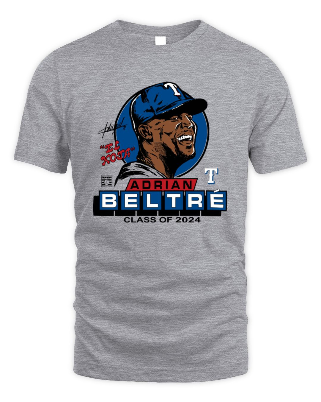 Homage Adrian Beltr?????? 2024 Inductee Illustrated Grey T-shirt