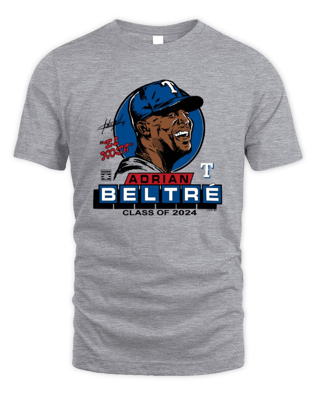 Homage Adrian Beltr?????? 2024 Inductee Illustrated Image Heather Grey T-shirts
