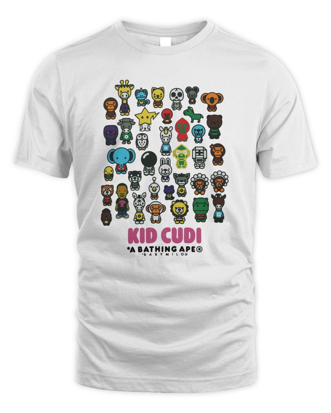 Kid Cudi Merch Bape X Kid Cudi Baby Milo Friends Shirt