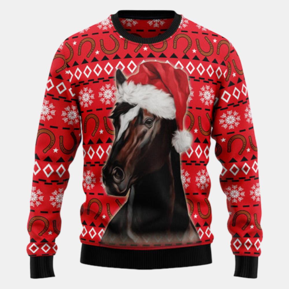 Horse Christmas Pattern Ugly Sweater