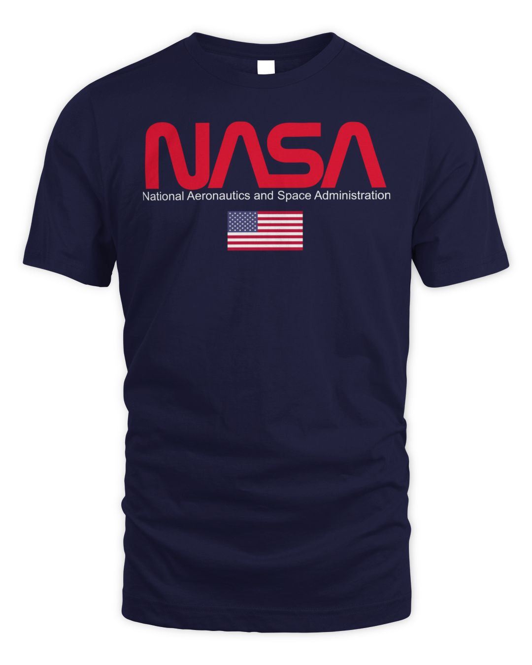 Nasa Merch Worm Logo Usa Flag Shirt