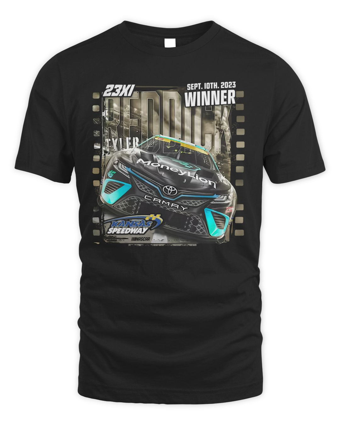 Men's 23xi Racing Black Tyler Reddick 2023 Hollywood Casino 400 Race Winner T-shirt