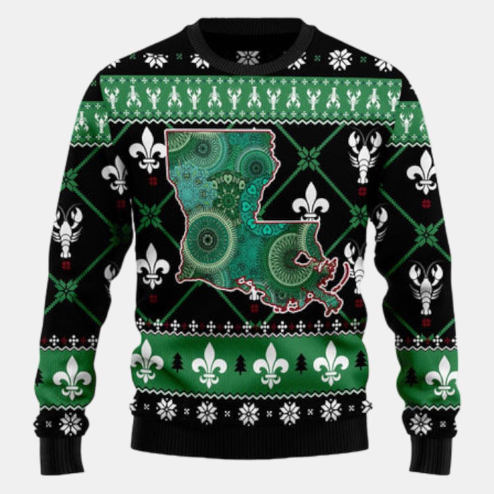 Louisiana Usa Symbols Pattern Ugly Sweater