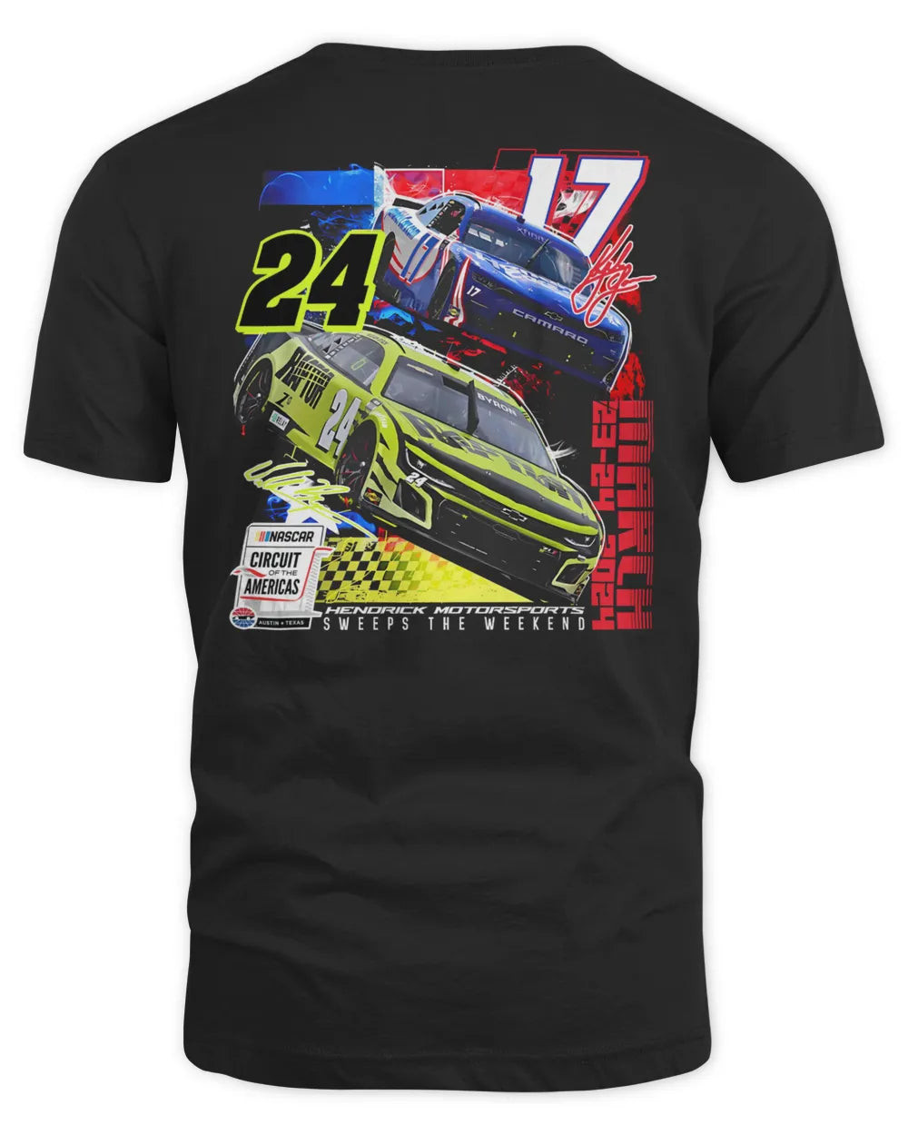 Kyle Larson #17 & William Byron #24 2024 Dual Cota Race Win Tee Shirt