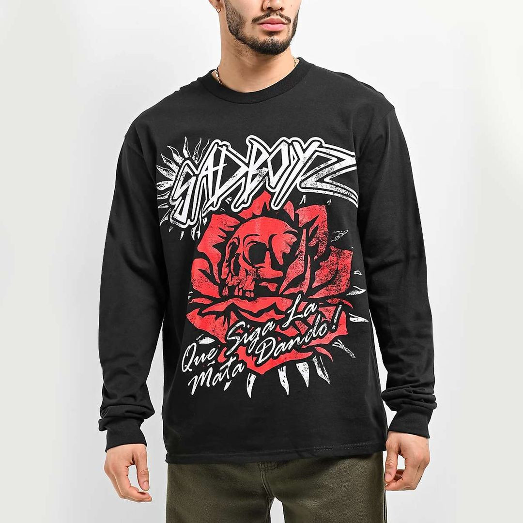 Junior H Merch Sad Boyz By Junior H Red Roses Long Sleeve
