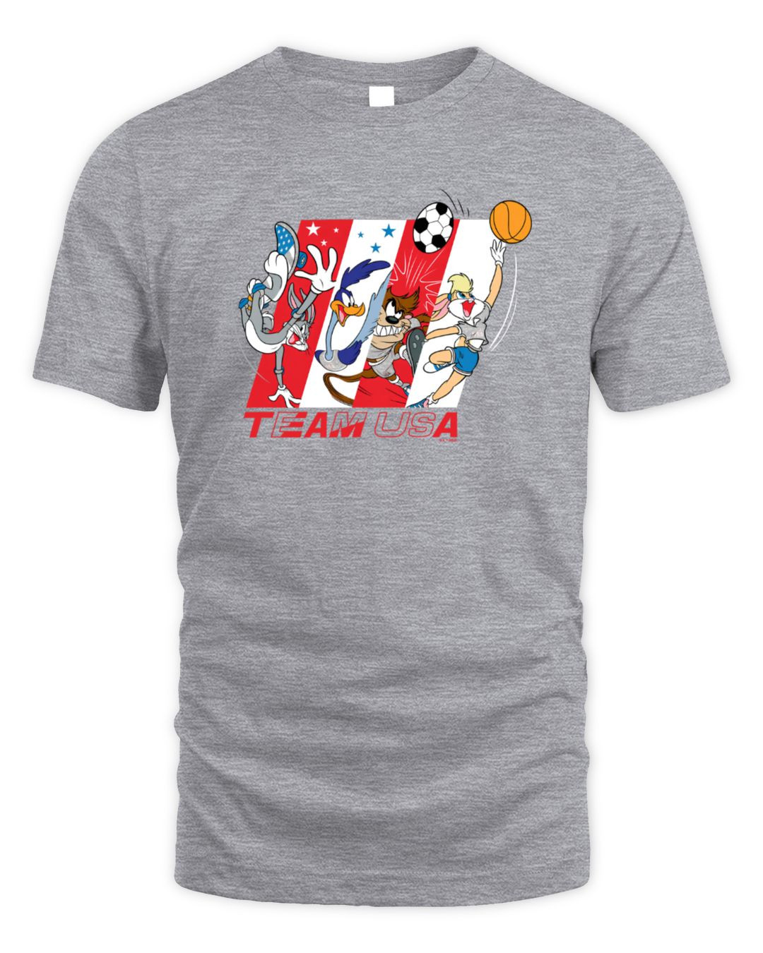 Mad Engine Heather Gray Looney Tunes Team Usa Tee Shirt