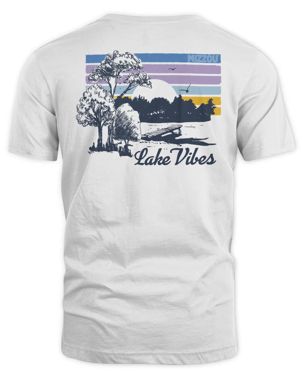 Mizzou Tigers Lake Life Dock Sunset Trees White Tee Shirt