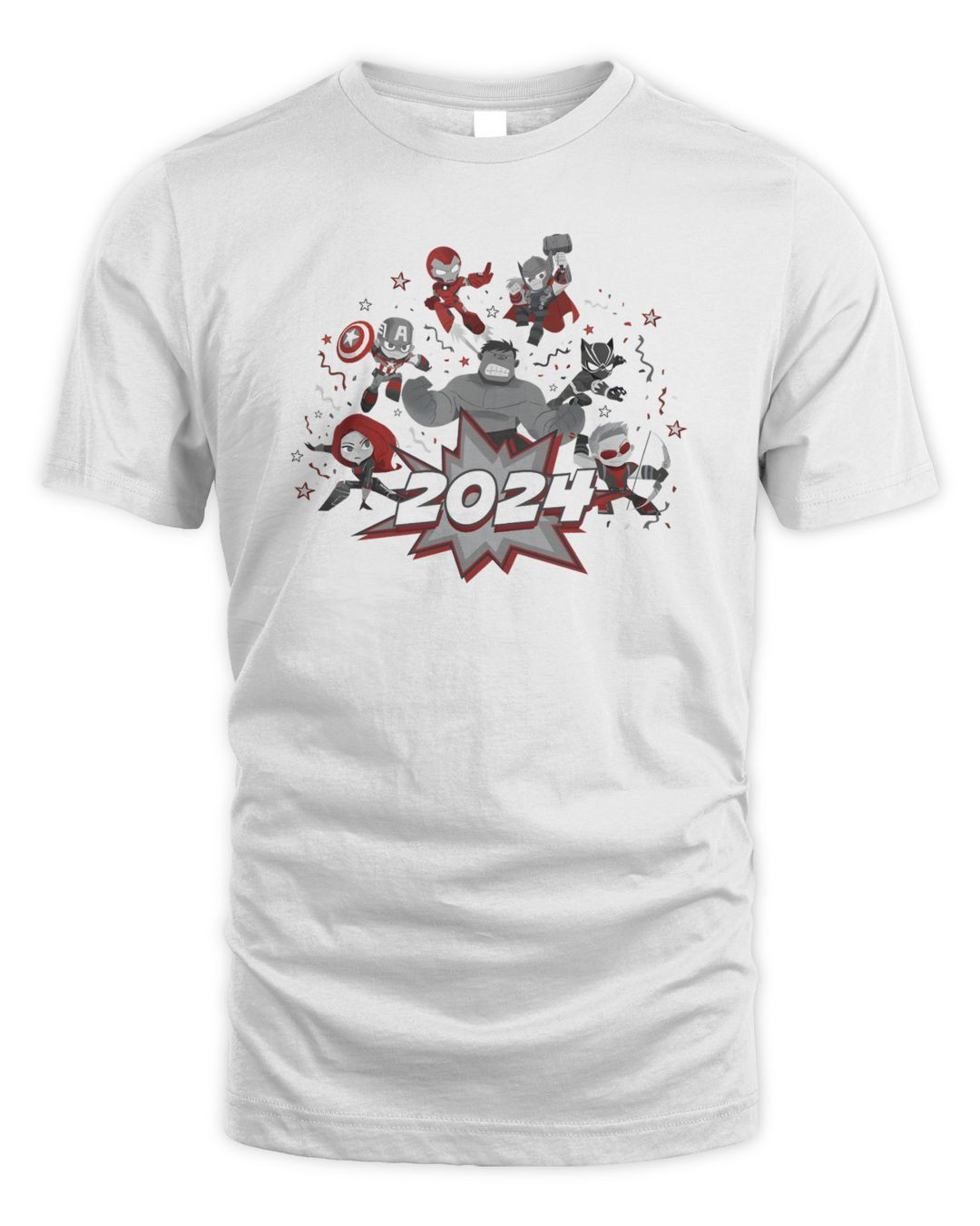 Marvel Avengers Red And Gray Stylized Cute New Year 2024 T Shirt