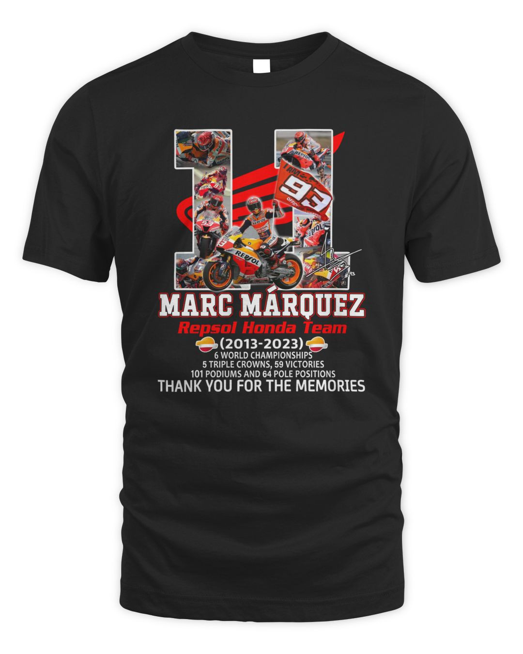 Marc Marquez Repsol Honda Team 2013 2023 Thank You For The Memories T-shirt