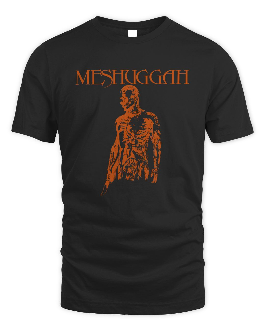Meshuggah Merch Orange Burning Man Tee Shirt Black