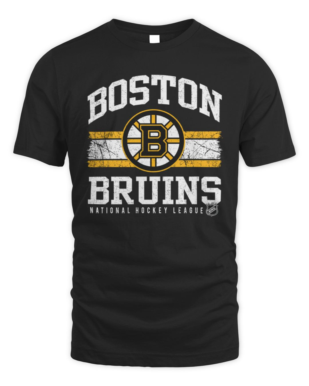 Mitchell & Ness Adult Boston Bruins Striped Logo Lockup T-shirt