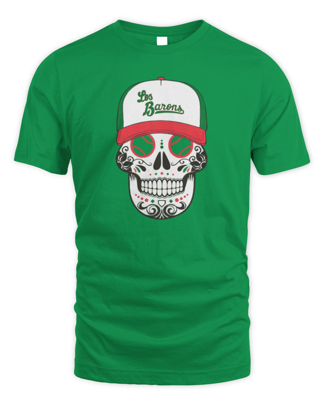 Milb Store Birmingham Barons Los Barons Green Sugar Skull T-shirt