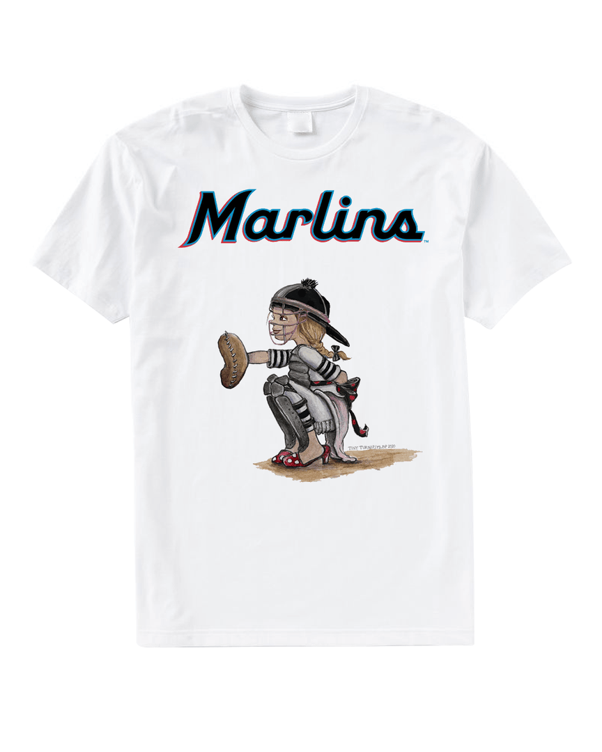 Miami Marlins Baseball Kate The Catcher Fringe T Shirt