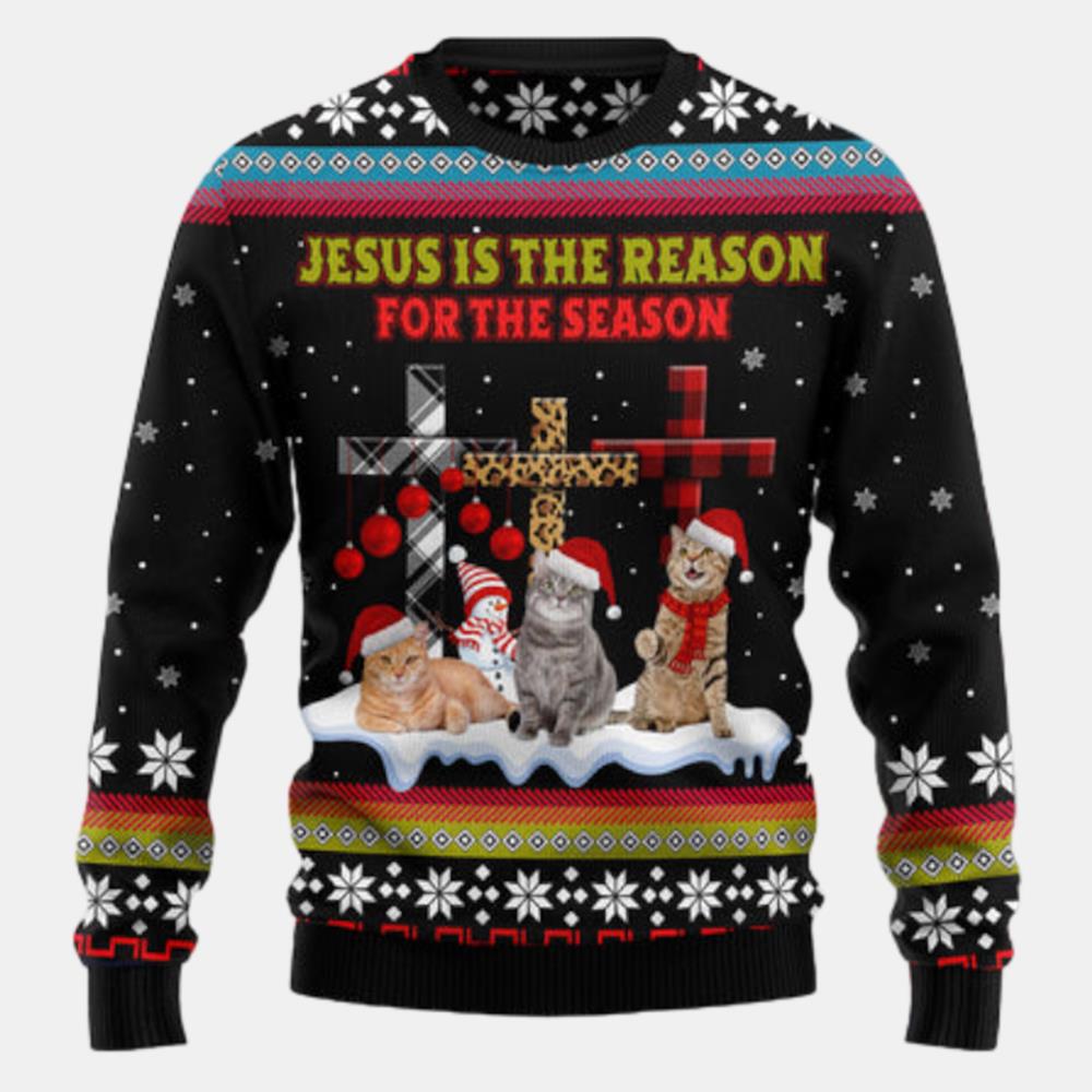 Jesus Is The Reason For The Season Cat Ugly Sweater