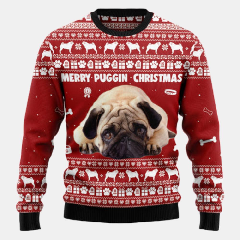 Merry Puggin Christmas 1 Ugly Sweater