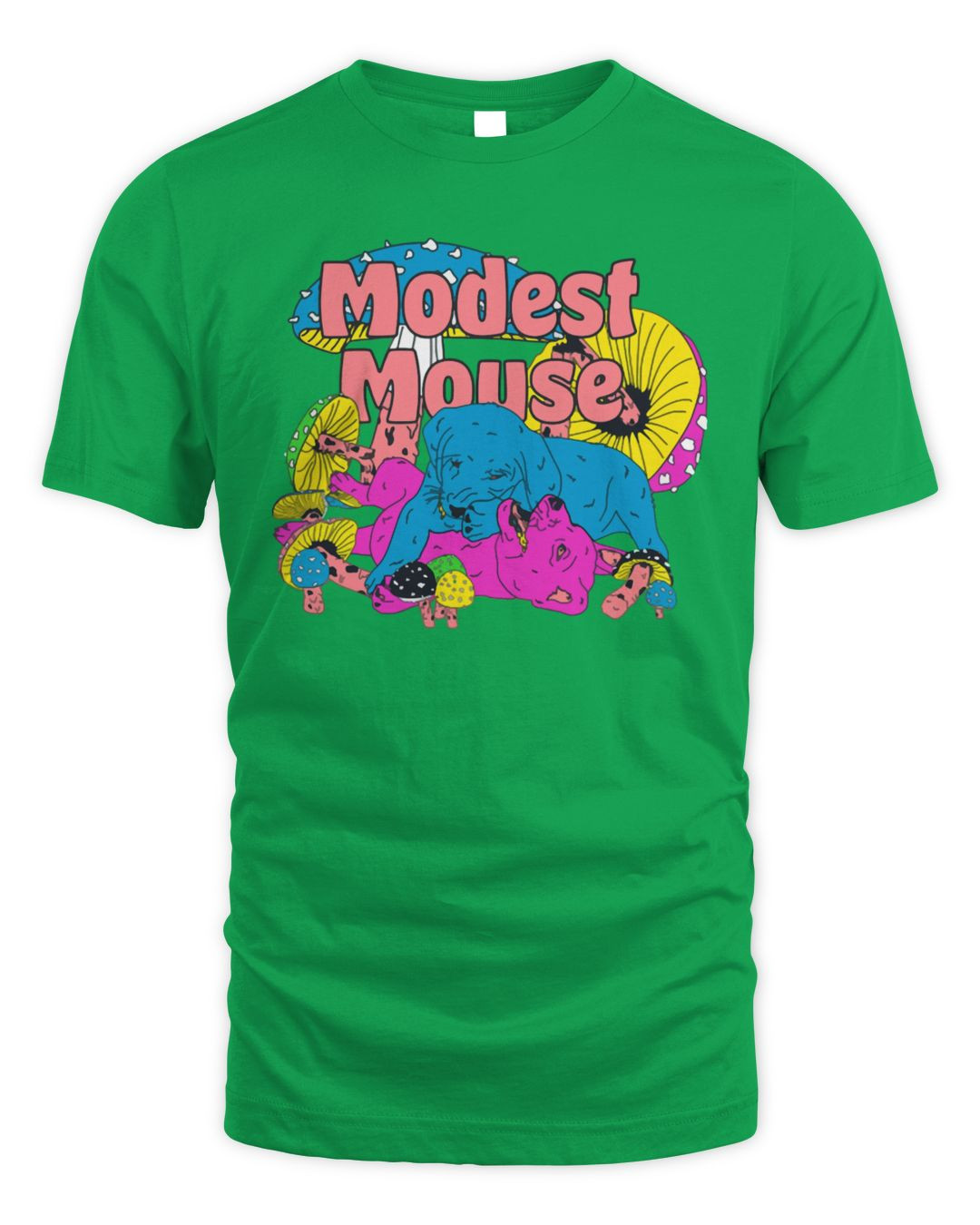 Modest Mouse Merch Puppy Pile Lime Shirt