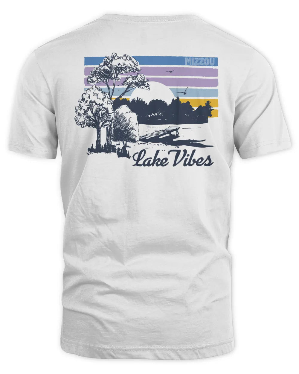 Mizzou Tigers Lake Life Dock Sunset Trees White Shirt
