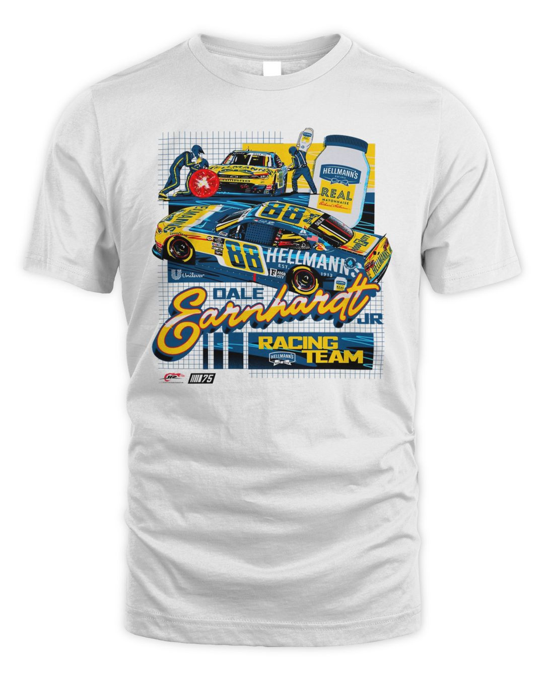 Men's Jr Motorsports Official Team Apparel White Dale Earnhardt Jr. Hellmann's T-shirt