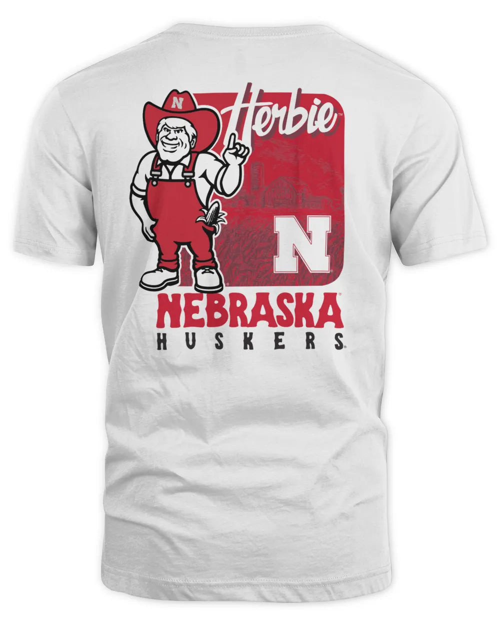 Men's White Nebraska Huskers Herbie Mascot T-shirt Clothing