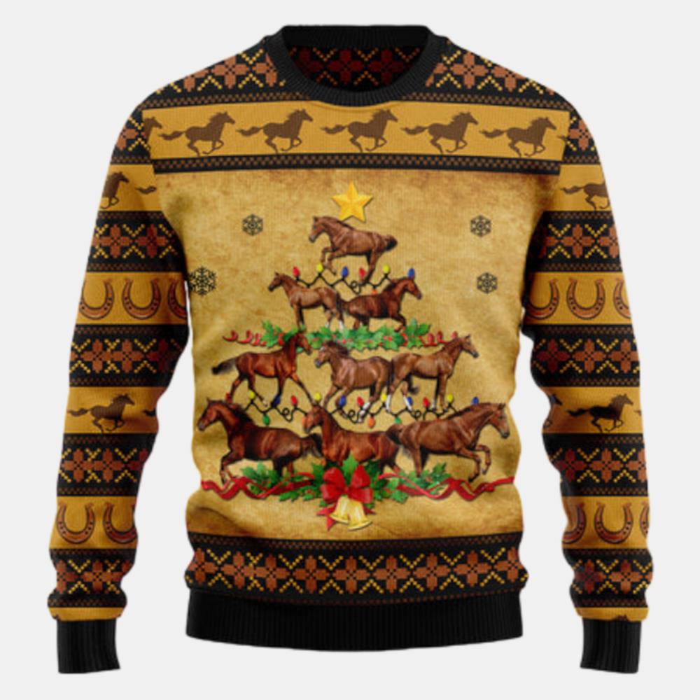 Horse Christmas Tree Ugly Sweater