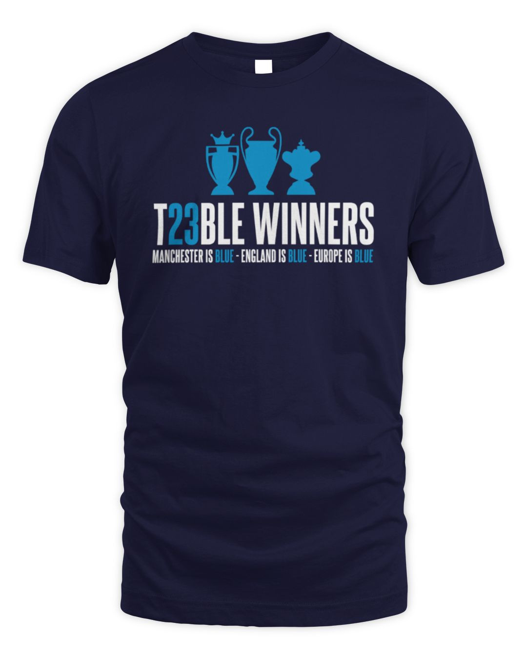 Manchester City Fc Merchandise Treble T-shirt Navy