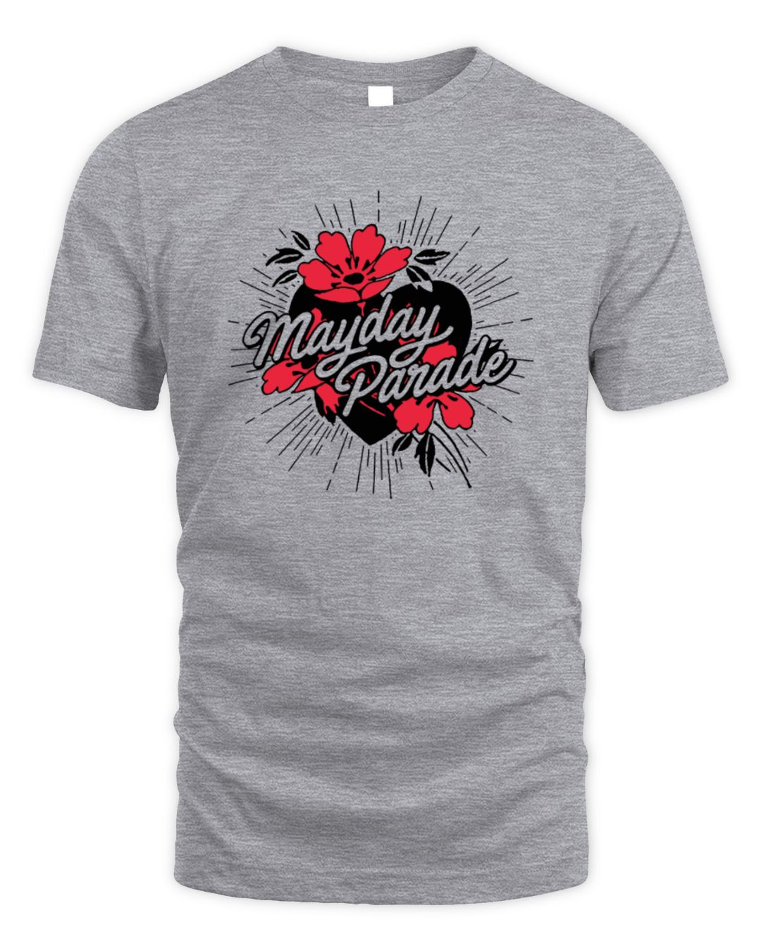 Mayday Parade Heart Flowers Ro Gray Tshirt