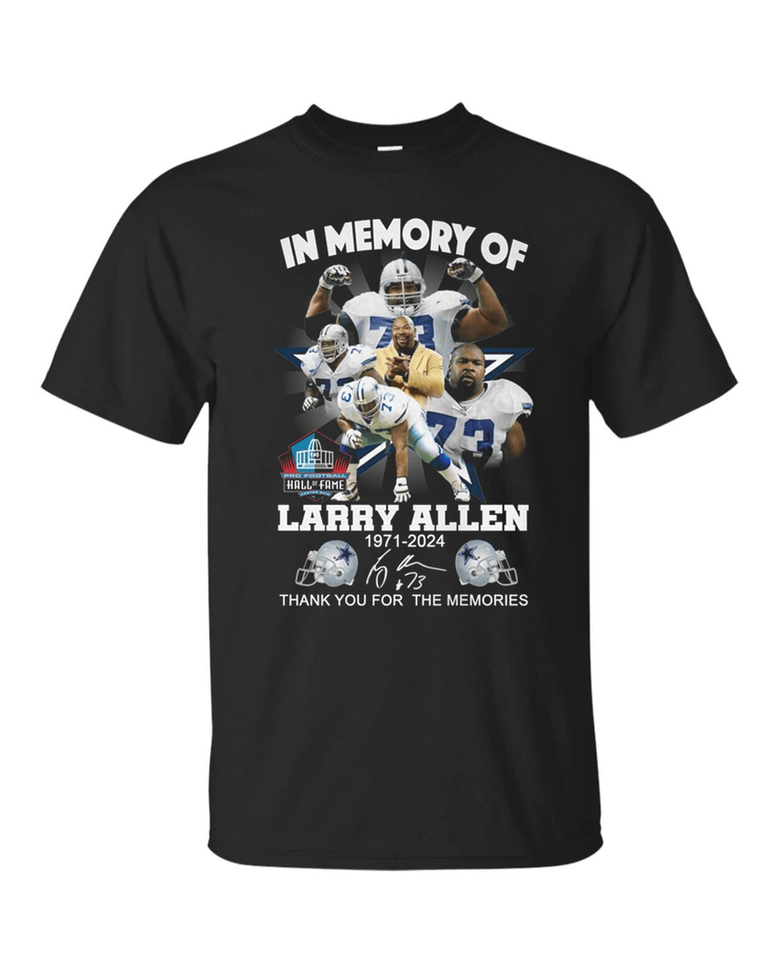 In Memory Of Larry Allen 1971-2024 Thank You For The Memories Hall Of Fame T Shirt