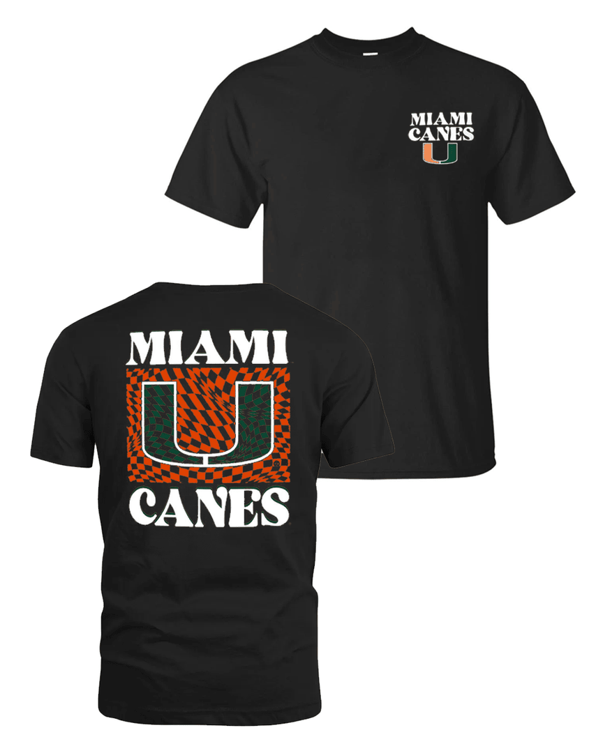 Miami Hurricanes Checkered Mascot T Shirt