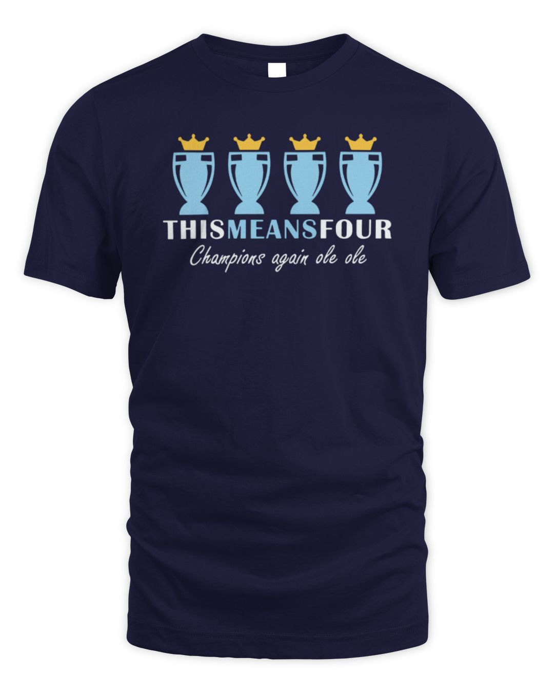 Manchester City Fc Merchandise This Means Four T-shirt Navy