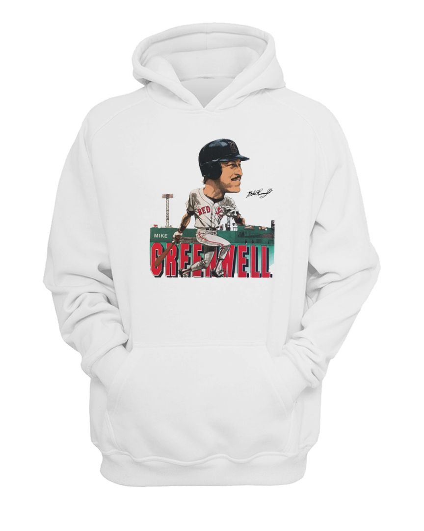 Mike Greenwell Retro Boston Baseball Legend Caricature Hoodie White