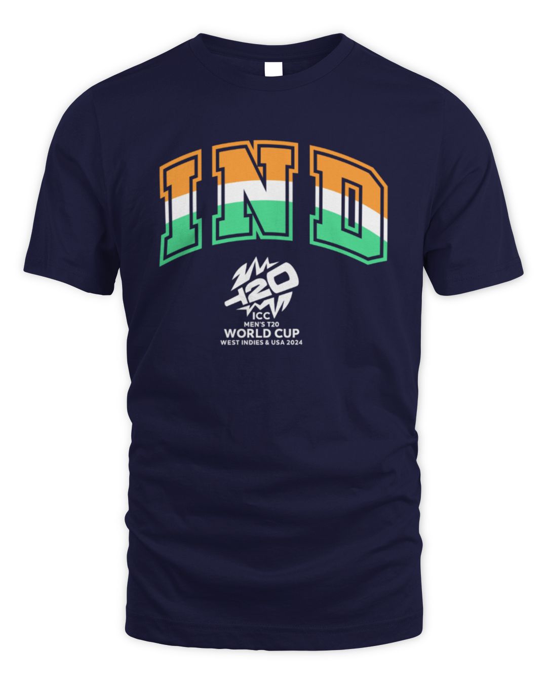 Icc Men's T20 Wc-24 Navy Blue Printed Half Sleeves Round T Shirt