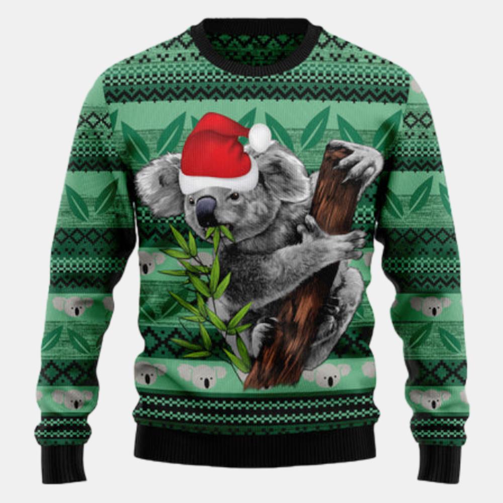 Koala Green Leaf Ugly Sweater