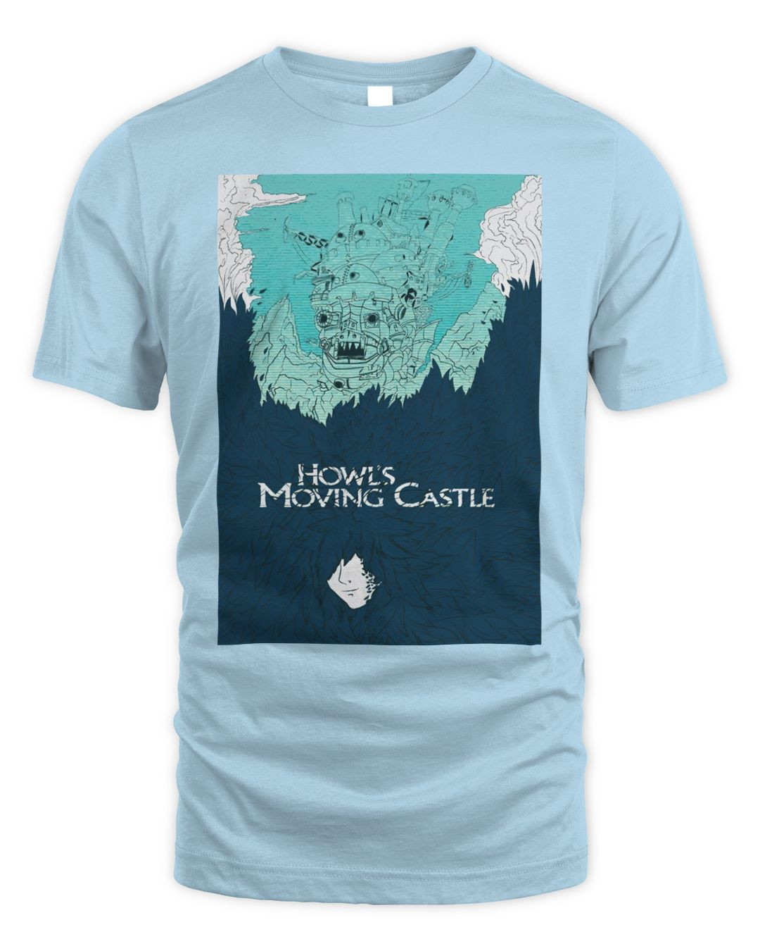 Howls Moving Castle Merch Blue Tone Art Shirt