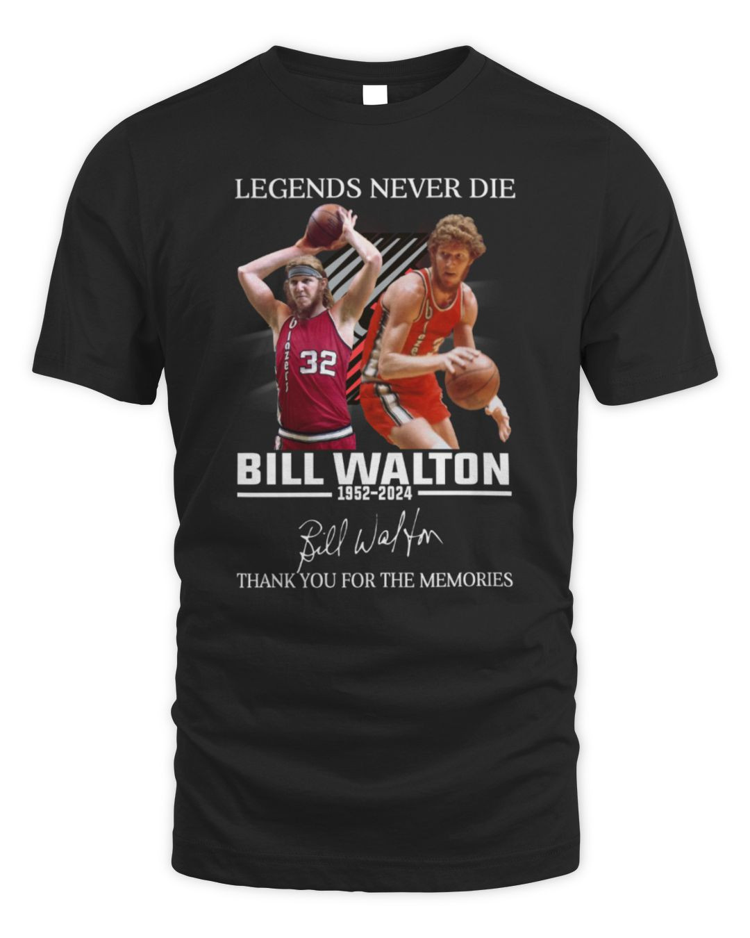 Legends Never Die Bill Walton 1952-2024 Thank You For The Memories T-shirt Black