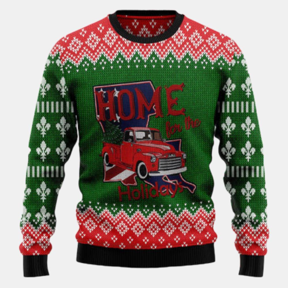 Louisiana Home For Christmas Ugly Sweater
