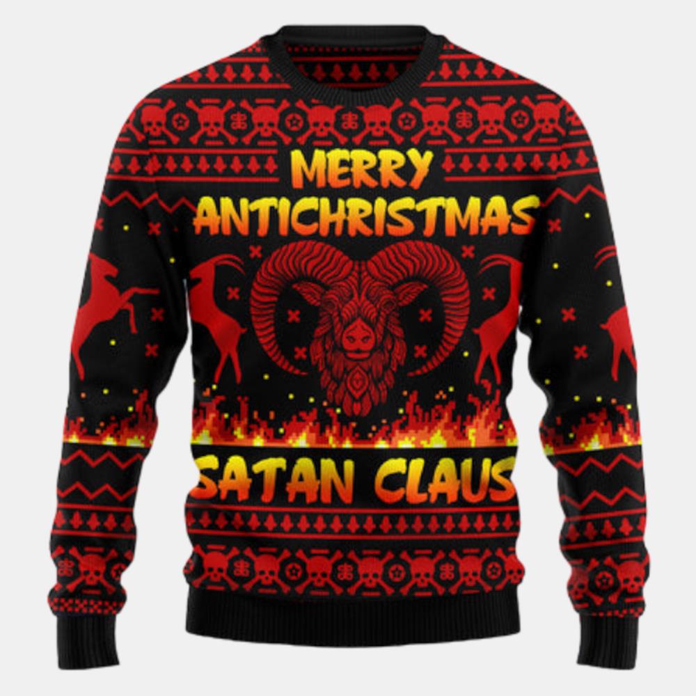 Merry Antichristmas Satan Claus Ugly Sweater