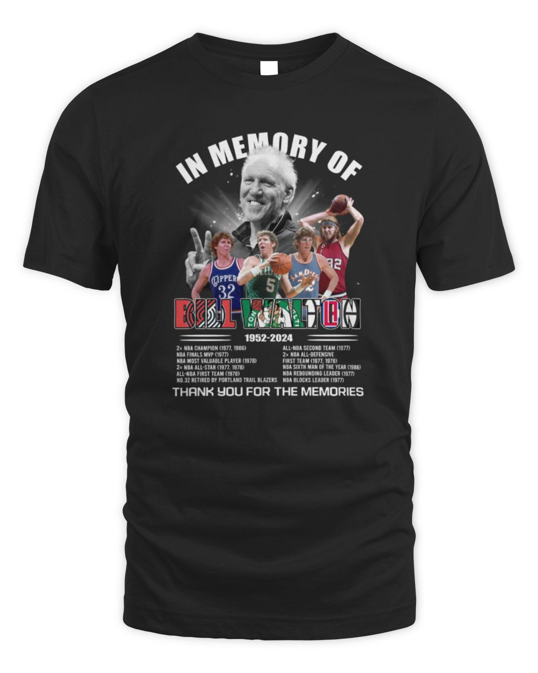 In Memory Of Bill Walton 1952-2024 Thank You For The Memories T-shirts