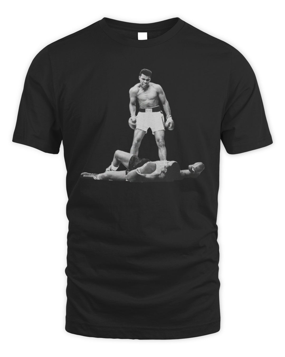 Muhammad Ali Unisex Over Liston Graphic Historical Figures Tee Black