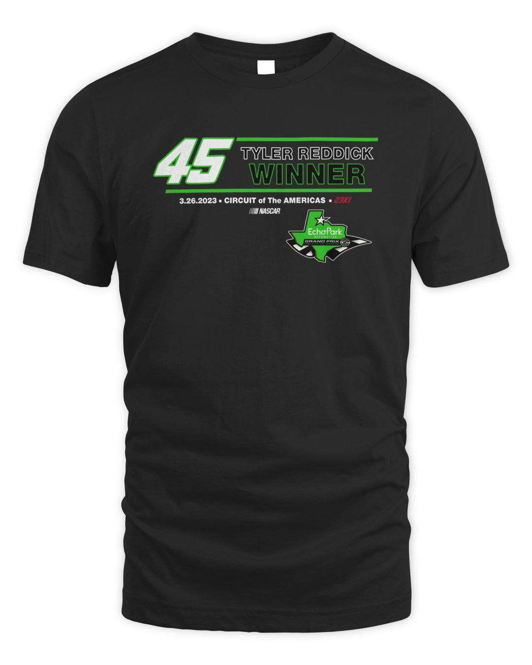 Men's 23xi Racing Black Tyler Reddick 2023 Echopark Automotive Grand Prix Winner T-shirt