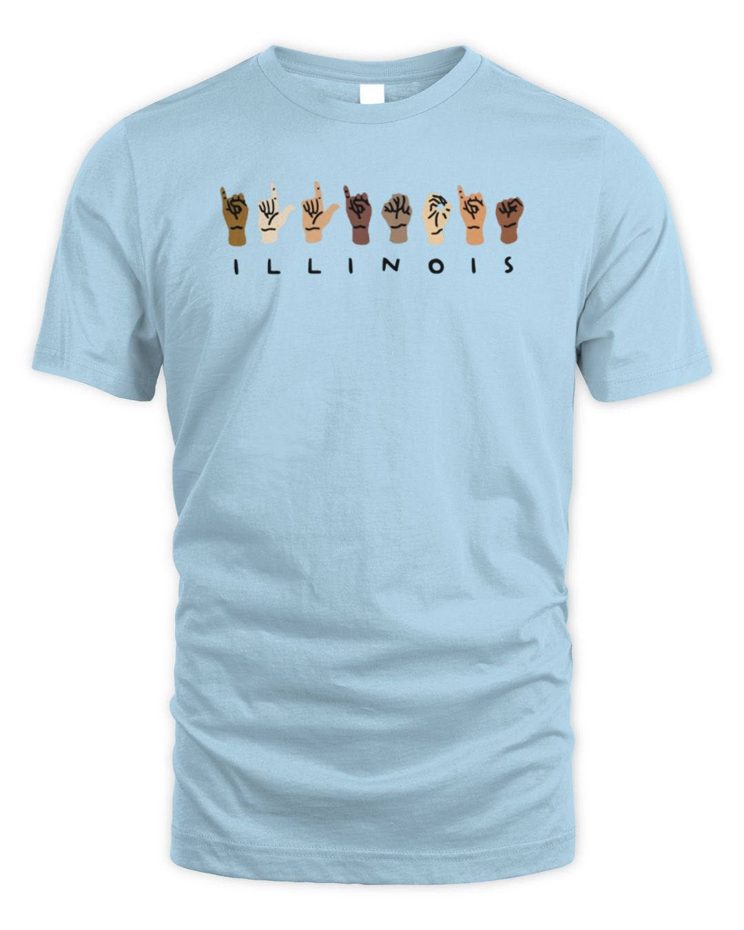 Illinois Sign Language Short Sleeve Blue Merch Hoodie
