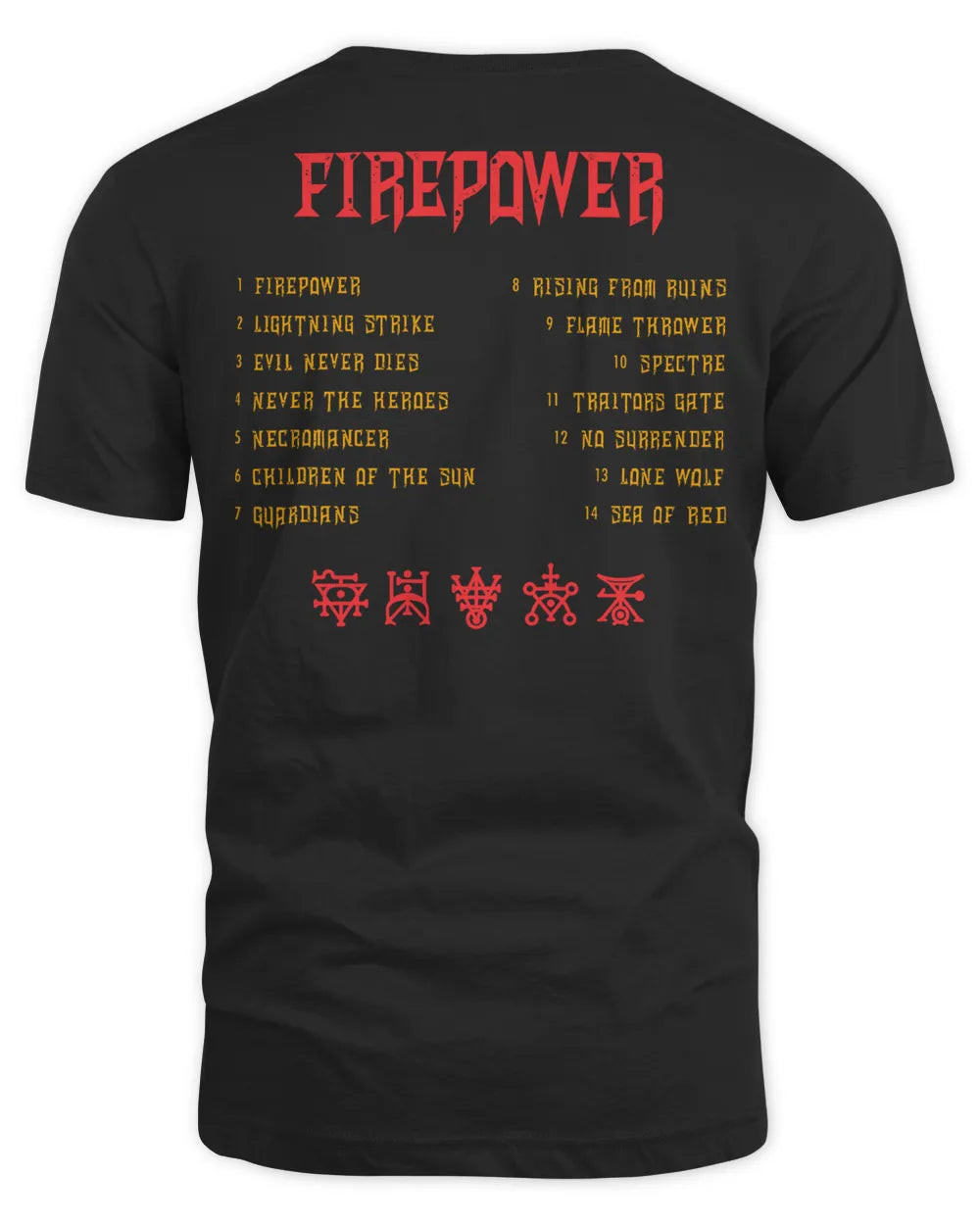 Judas Priest Merch Firepower Tracklist Shirt