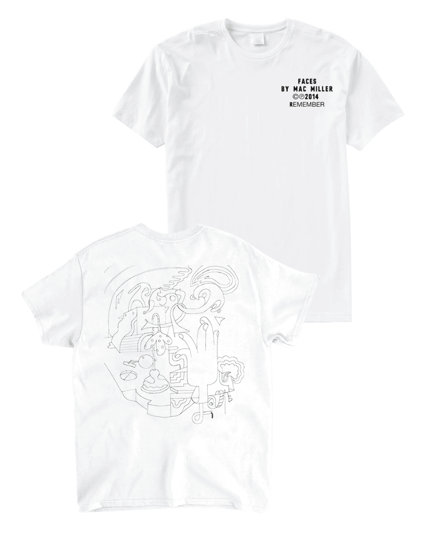 Mac Miller Merch Faces 10 Year Line Drawing T Shirt