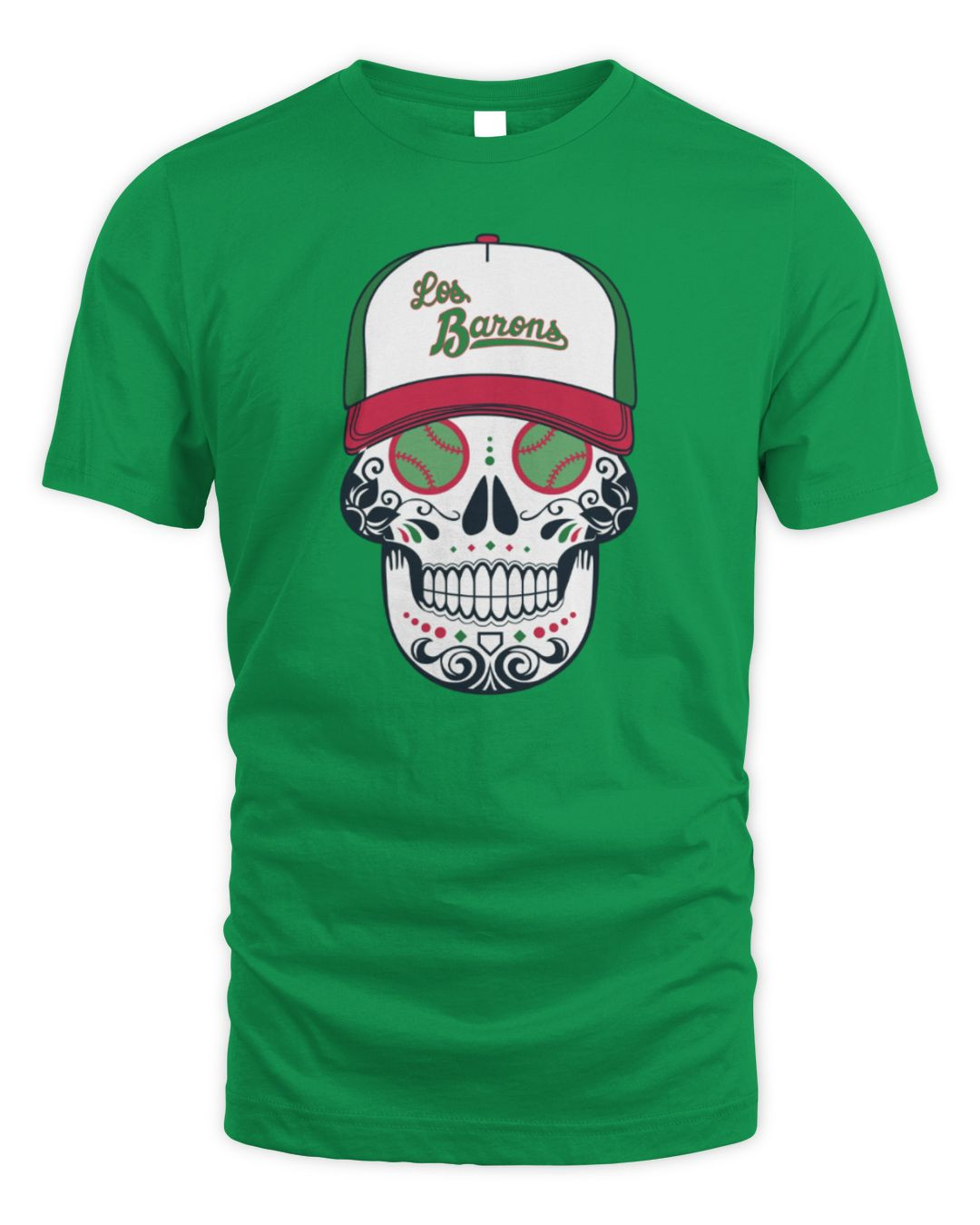 Los Barons Green Sugar Skull T-shirt